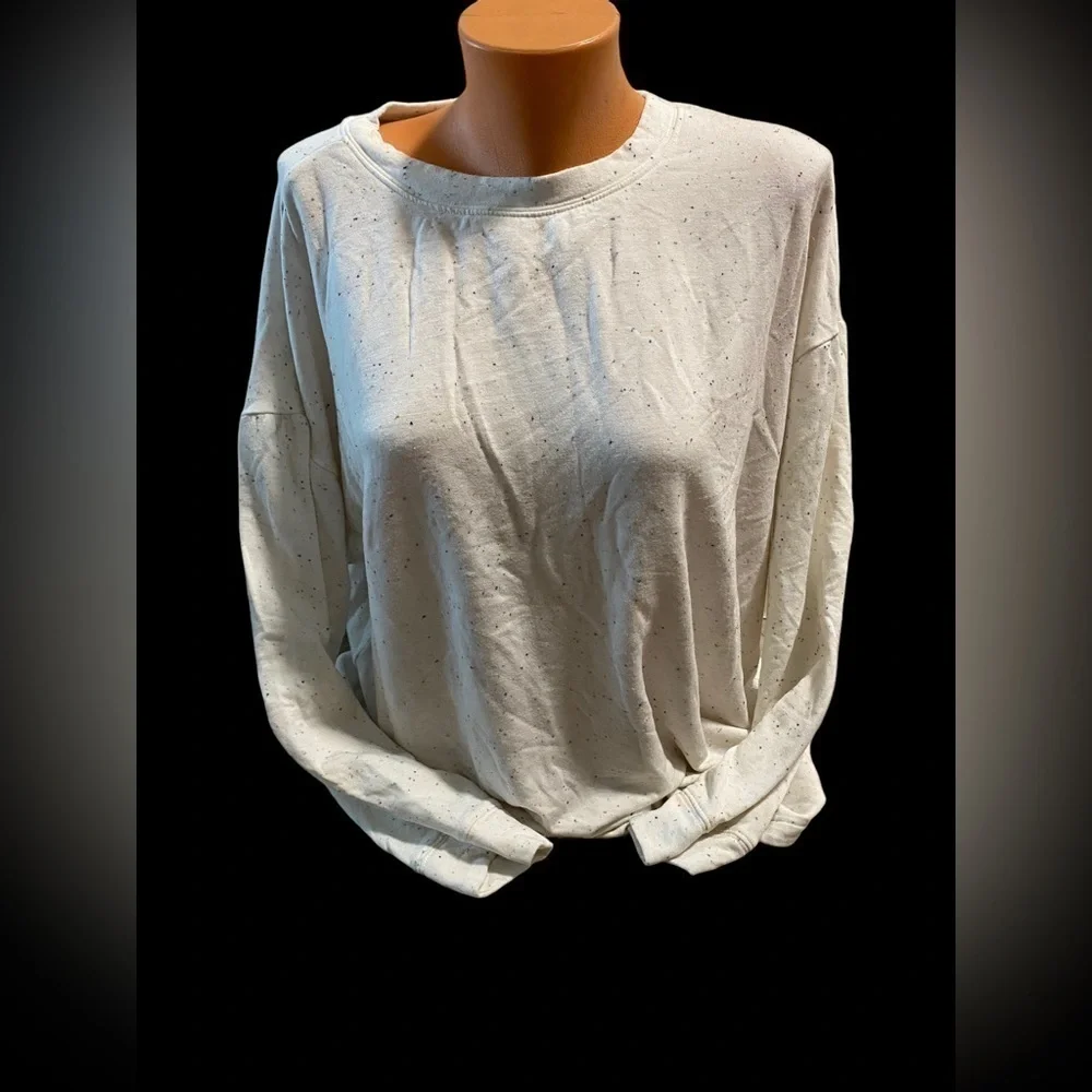 3 Dots Women's Ivory Large Pullover Top Stretch Warm Soft Sprinkles Pattern